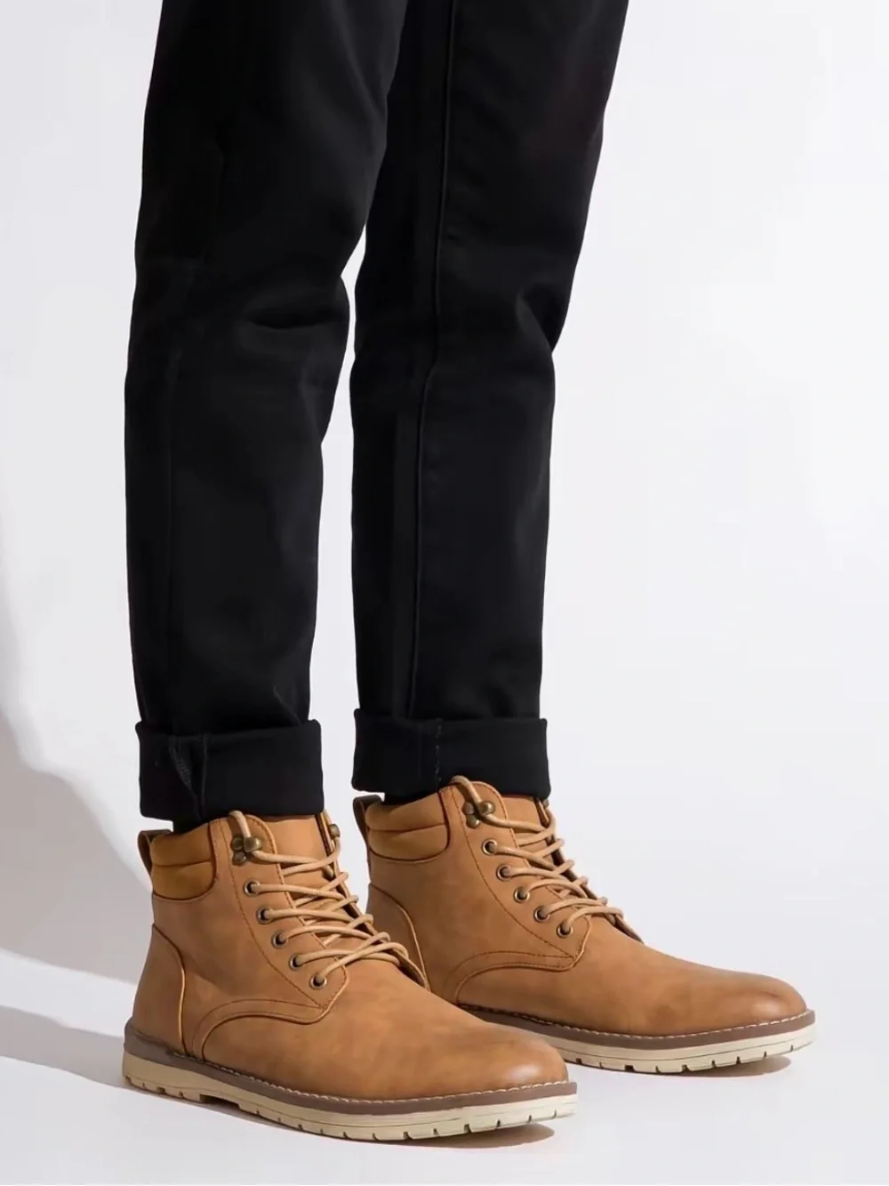 Men's Brown Casual Lace-Up Work Boots